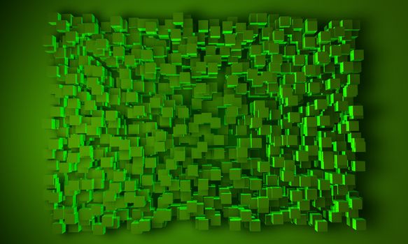 Geometric block background in green color