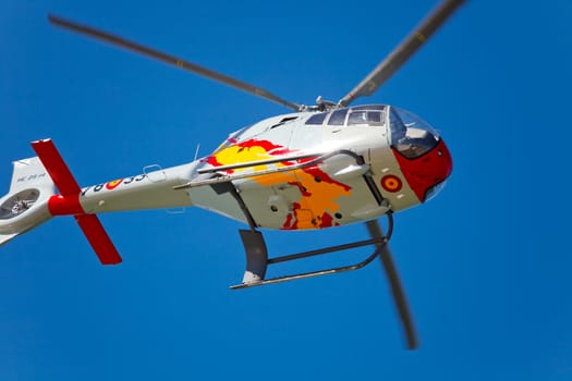 CADIZ, SPAIN-SEP 10: Helicopters of the Patrulla Aspa taking part in an test on the 3rd airshow of Cadiz on Sep 10, 2010, in Cadiz, Spain