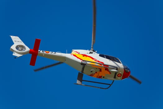 CADIZ, SPAIN-SEP 10: Helicopters of the Patrulla Aspa taking part in an test on the 3rd airshow of Cadiz on Sep 10, 2010, in Cadiz, Spain