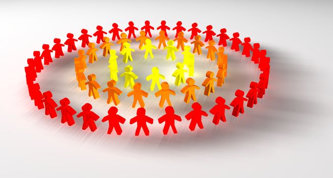 People concept of union with characters in red, yellow and orange