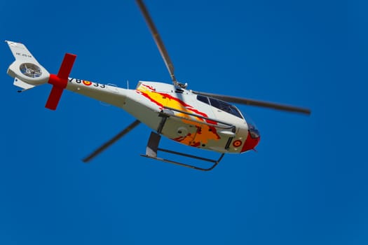 CADIZ, SPAIN-SEP 10: Helicopters of the Patrulla Aspa taking part in an test on the 3rd airshow of Cadiz on Sep 10, 2010, in Cadiz, Spain