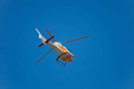 CADIZ, SPAIN-SEP 10: Helicopters of the Patrulla Aspa taking part in an test on the 3rd airshow of Cadiz on Sep 10, 2010, in Cadiz, Spain