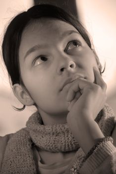 caucasian teen girl portrait black and white