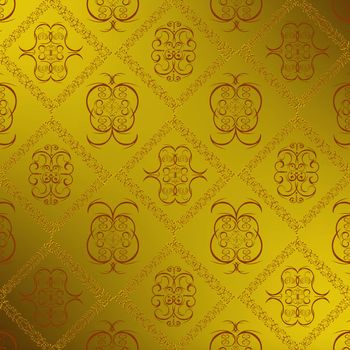 Decorative seamless wallpaper with a golden abstract east ornament