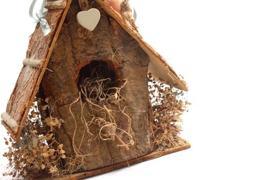 Wooden Birdhouse house decor on white