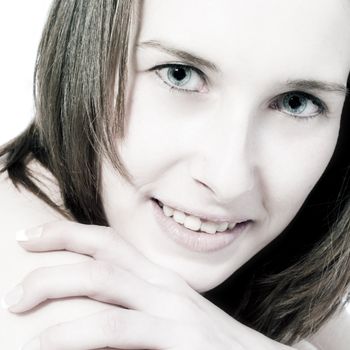 Studio portrait of a young woman looking cute