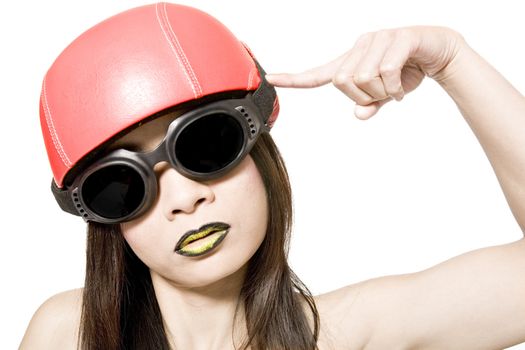 Studio portrait of a asian girl acting crazy