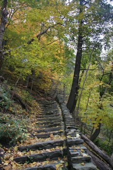 Old stone stairway at Cornell University