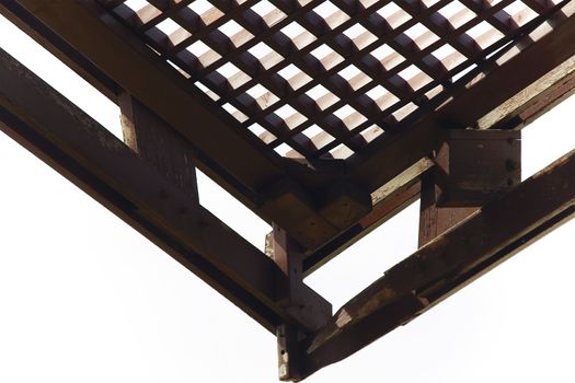 Old wooden pergola. Isolated object.