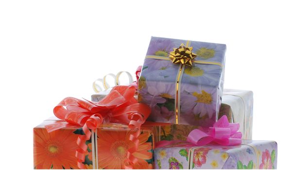 boxes with gifts. It is isolated on a white background