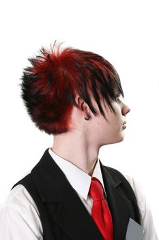 Model - the man with creative painting hair and a hairstyle