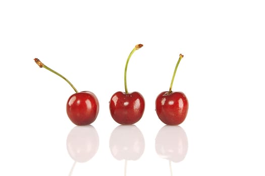 Sweet red cherries isolated on a white background 