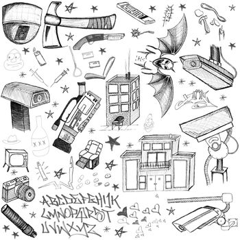 hand drawn doodles design elements scetch scribbles drawing