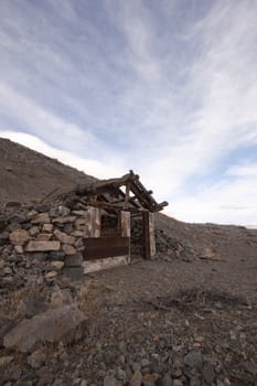 A old abandoned cabin in the desert. scenic house travel shack solitude