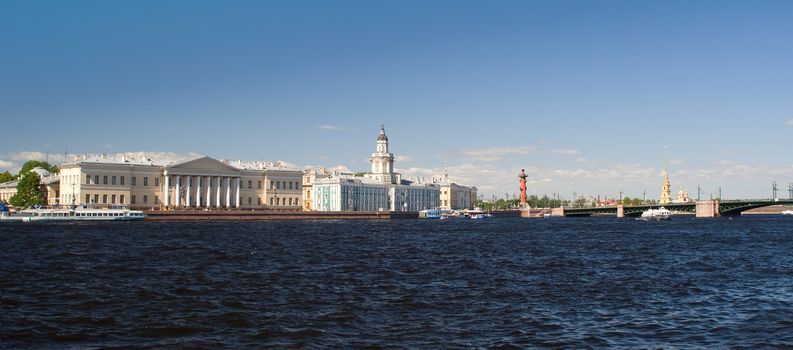 Panorama of St. Petersburg Neva River Embankment