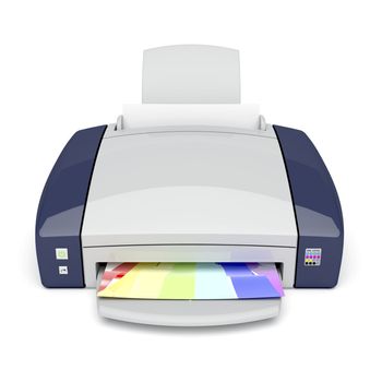 Inkjet printer on white background. Front view.