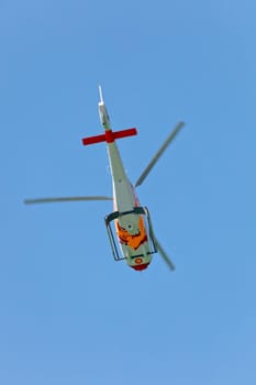 CADIZ, SPAIN-SEP 12: Helicopters of the Patrulla Aspa taking part in an exhibition on the 3rd airshow of Cadiz on Sep 12, 2010, in Cadiz, Spain
