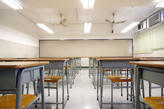 Empty big classroom at school