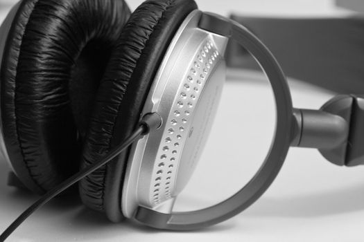 Closeup of a stereo headphone