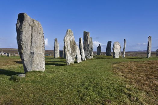 Callanish Stones are situated near the village of Callanish on the west coast of Lewis in the Outer Hebrides (Western Isles of Scotland).