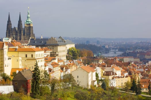 view of city from Petrinske orchards, Prague, Czech Republic