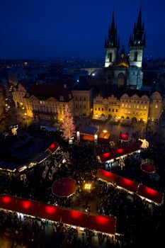 Old Town Square at Christmas time, Prague, Czech Republic