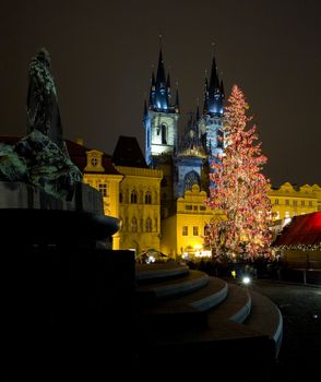 Old Town Square at Christmas time, Prague, Czech Republic