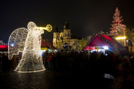 Old Town Square at Christmas time, Prague, Czech Republic