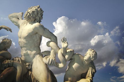 Sculpture of Caroonte and his children. Greek classic art