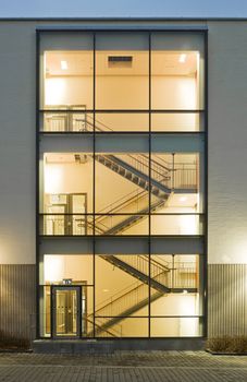 Stairs in a building at dawn