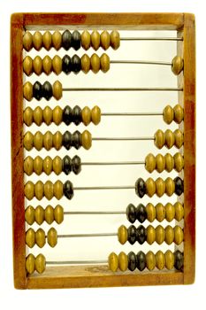 Vintage old abacus isolated on the white