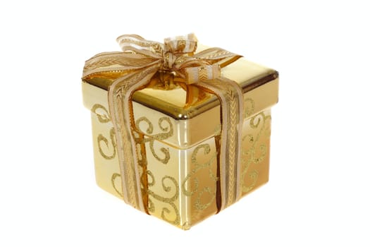 Christmas gift box, photo on the white background