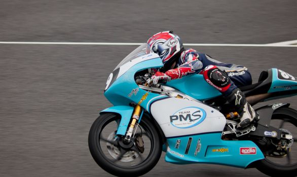 JEREZ DE LA FRONTERA, SPAIN - NOV 20: 125cc motorcyclist Alan Techer races in the CEV championship on Nov 20, 2010, in Jerez de la Frontera, Spain
