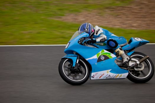 JEREZ DE LA FRONTERA, SPAIN - NOV 20: 125 motorcyclist Andre Pires races in the CEV championship on Nov 20, 2010, in Jerez de la Frontera, Spain