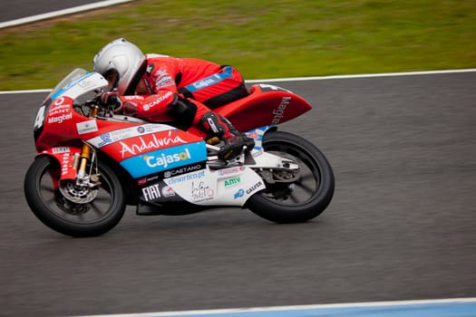JEREZ DE LA FRONTERA, SPAIN - NOV 20: 125cc motorcyclist Miguel Oliveira races in the CEV Championship on Nov 20, 2010, in Jerez de la Frontera, Spain