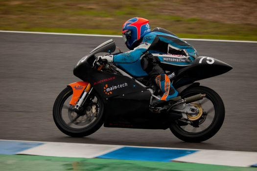 JEREZ DE LA FRONTERA, SPAIN - NOV 20: 125cc motorcyclist Thomas Van Leeuwen races in the CEV Championship on Nov 20, 2010, in Jerez de la Frontera, Spain