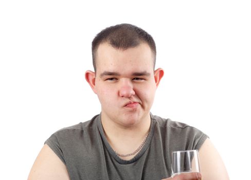 Obese man, photo on the white background