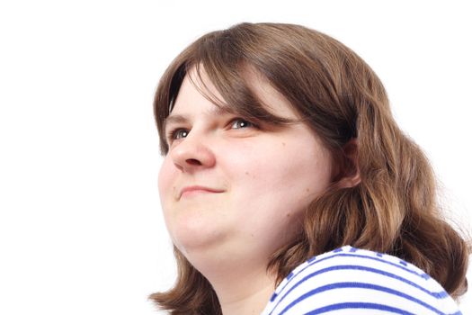 woman portrait, photo on the white background 