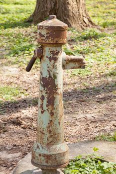 Old and rusted hyndrant in a park next to Kolobrzeg Promenade.