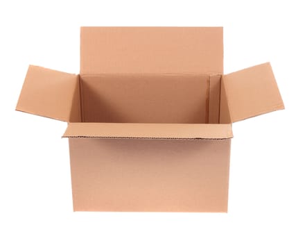 open cardboard box, photo on the white background 