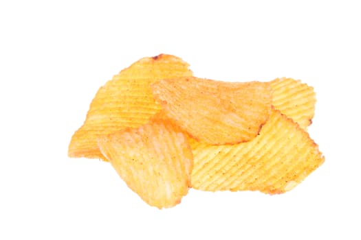 potato chips, photo on the white background