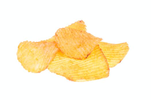 potato chips, photo on the white background 