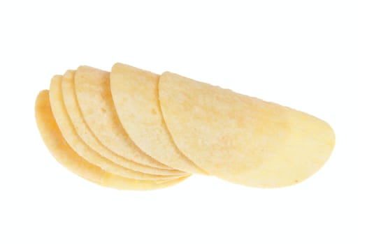 slices of potato chips, photo the white background
