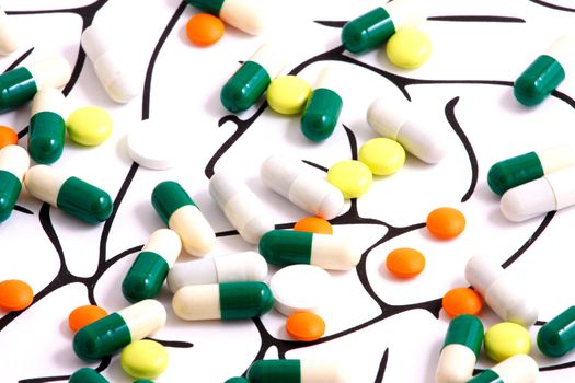 Healthy Brain Pills on white background