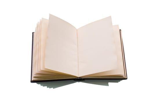 Open book over a white background