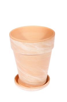 Brown flowerpot, photo on the white background 
