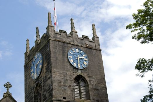 The Clocktower of the Parish Church of St Michael and All Angels in Haworth Yorkshire