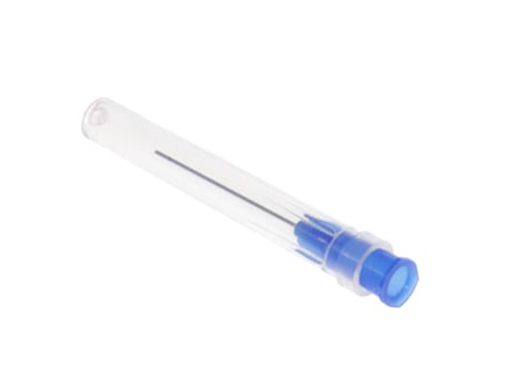 needle to the syringe, photo on the white background