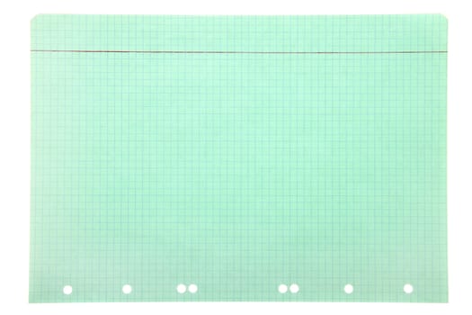 Blank squared notebook sheet, isolated on white