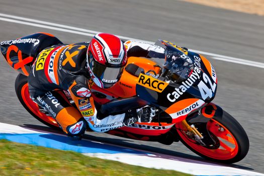JEREZ DE LA FRONTERA, SPAIN - APR 17: 125cc motorcyclist Alex Rins takes a curve in the CEV Championship race on April 17, 2011 in Jerez de la Frontera, Spain.